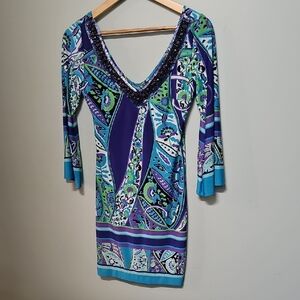 Y2K Arden B Vibrant Blue and Purple Long Sleeve Dress